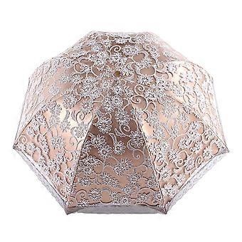 Vintage Lace Parasol Umbrella Gray DoubleLayer Embroidered Design for Wedding Sun and Rain Protection