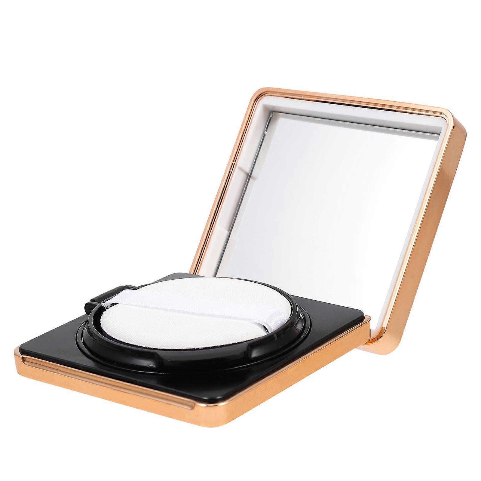 Golden Plastic Cushion Compact Box Pressed Powder Box 2Pcs for Makeup