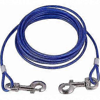 Heavy Duty Bite Resistant Steel Wire Dog Leash 10mm 5m Blue Pet Safety Cable Rope
