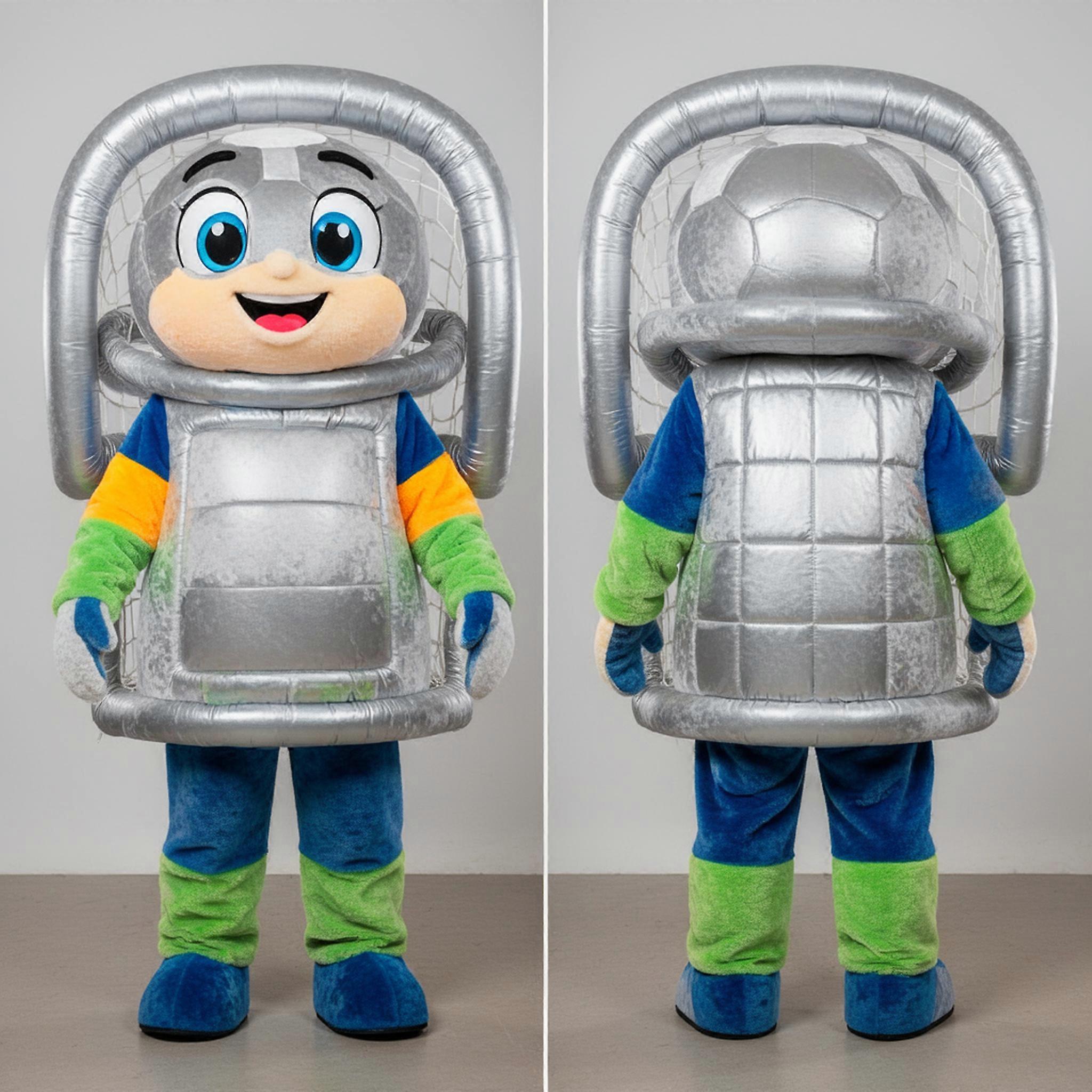 MASTICOT Silver Rounded Soccer Goal Mascot