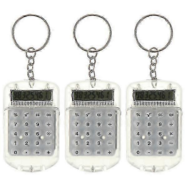 3pcs Mini Electronic Calculator Keychain Tiny Small Pocket Calculator Key Ring