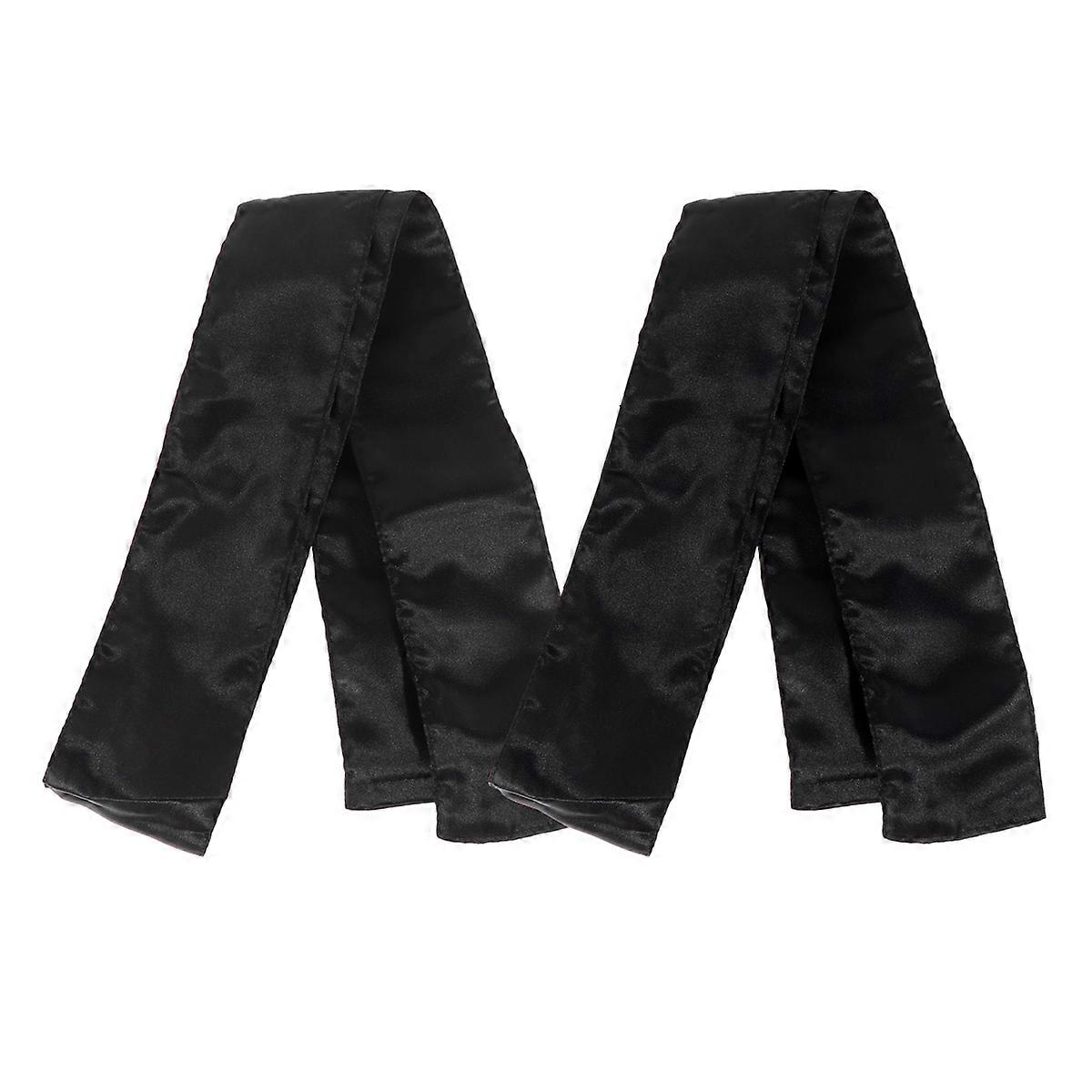 Foulard long en satin pour cheveux, accessoire de coiffure, lot de 2 bandeaux noirs pour perruque