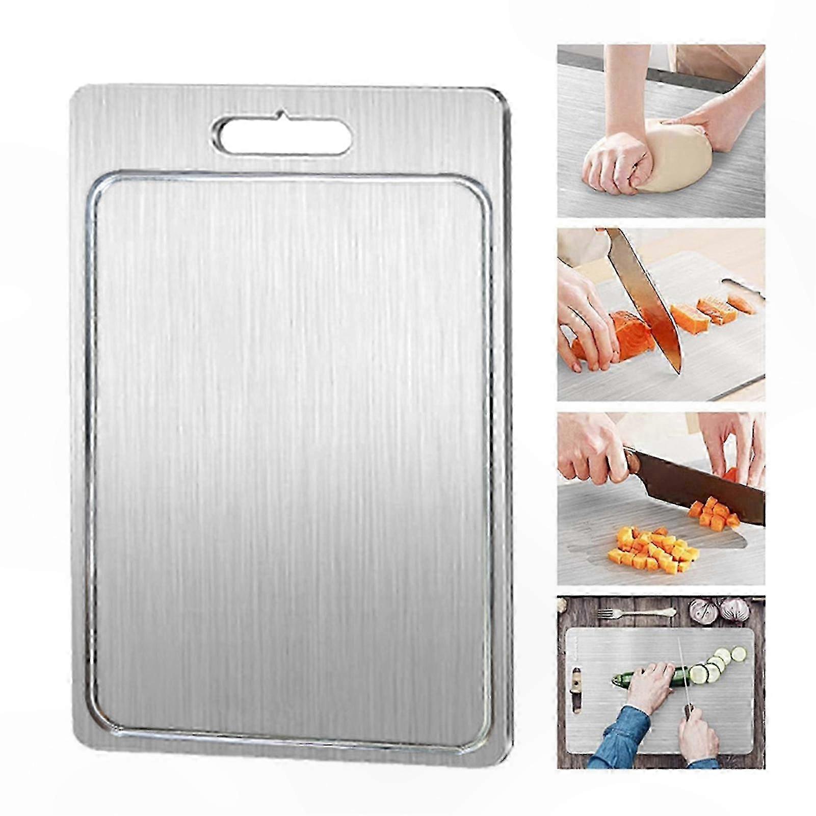 Double-Sided Titanium Cutting Board with Silver Finish