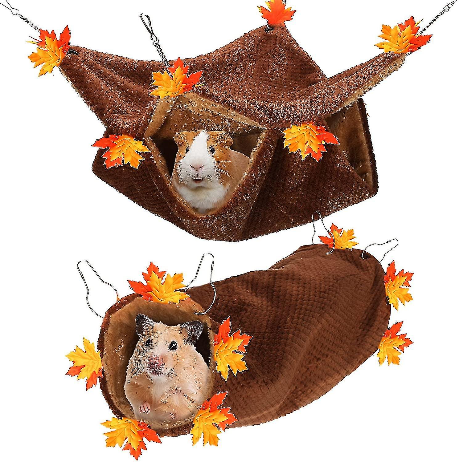 2 Pcs Guinea Pig Hideout Guinea Pig Hammock, Ferret Hammock Double Layer Hammock