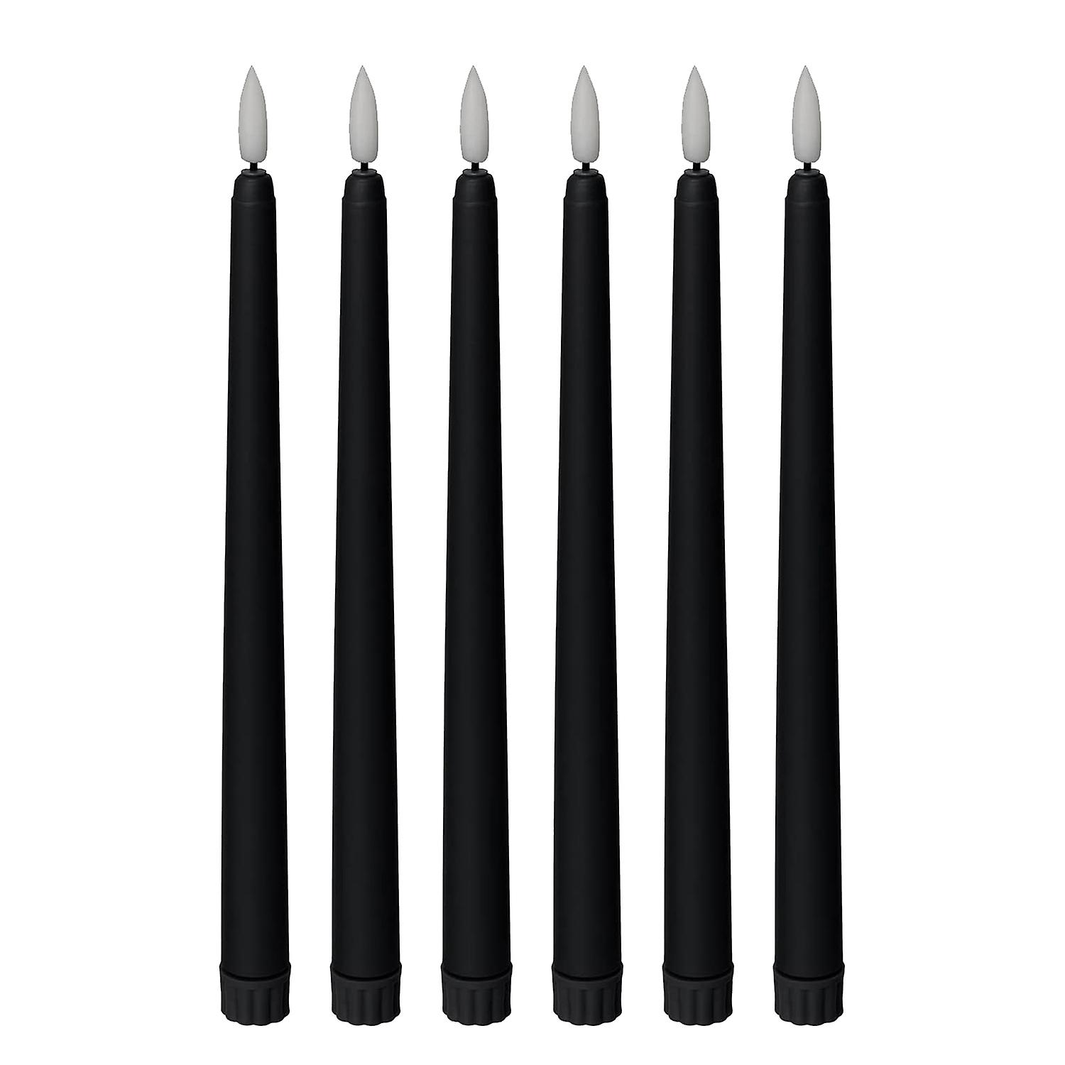 Black Cone Flameless Candles - 11 Inches (About 27.9 Cm), 6, Battery , LED Flash with Wick, Timing