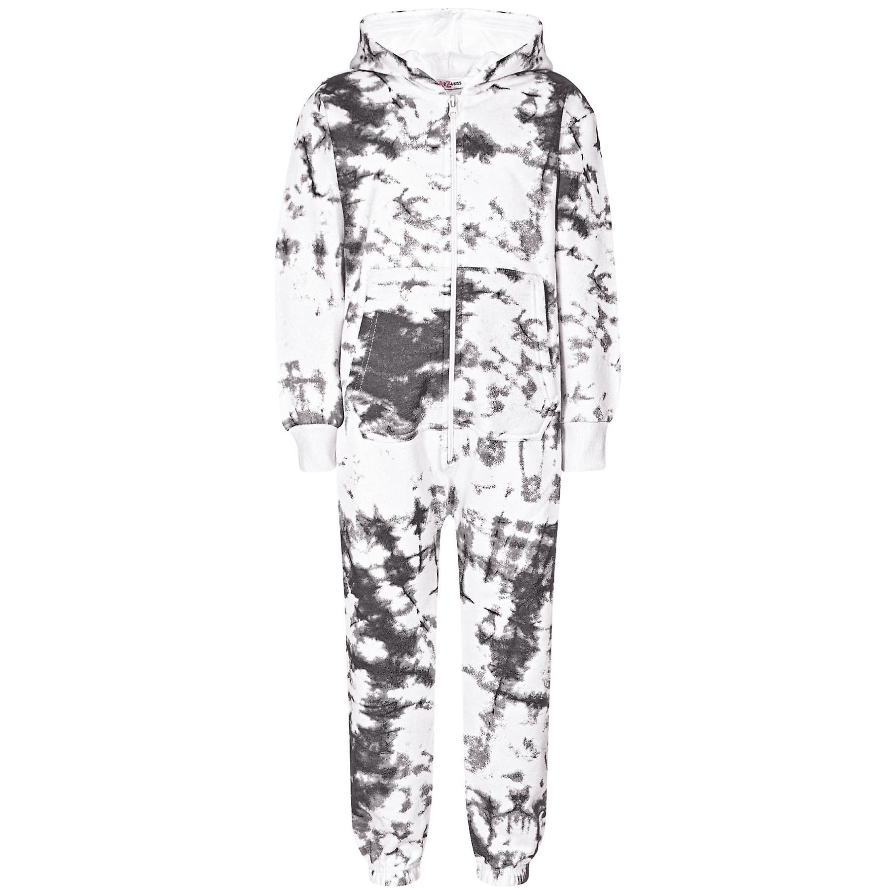 A2Z 4 Kids Kids Unisex Soft Fleece Black Tie Dye Printed Onesie 9-10 Years