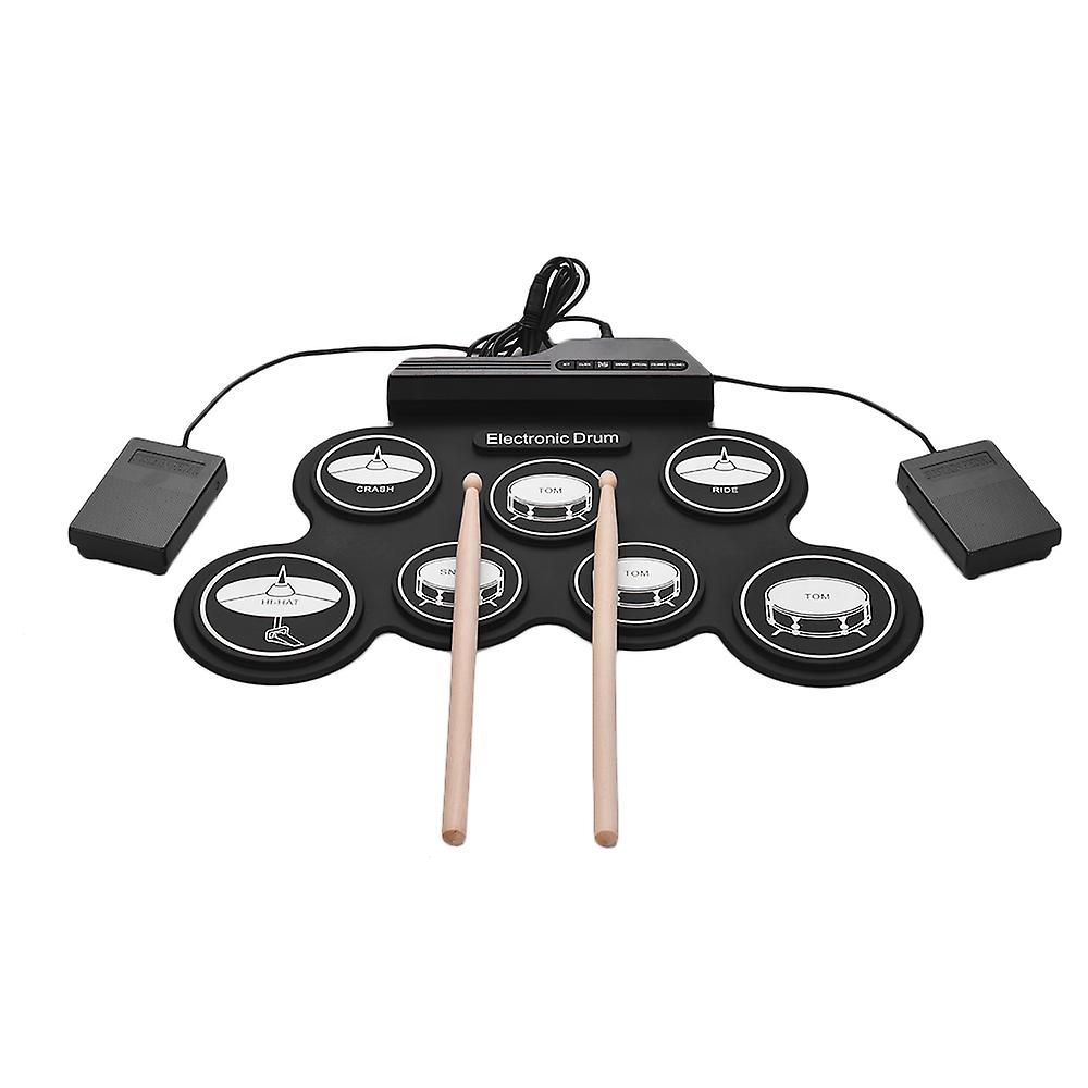 Portable Electronic Drum Kit Usb Folding Silicone Drum Pad With Drumstick Foot Pedal