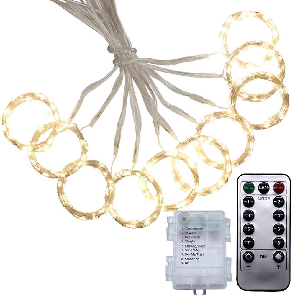 Battery Powered 3m X 3m 300 Led Curtain String Light With 13-key Ir Remote For Christmas Fairy Decor