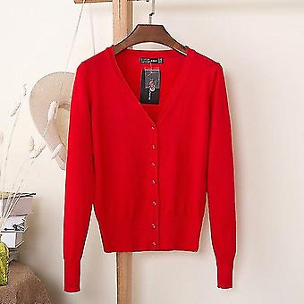 Casual Vrouw Vest Trui Herfst Winter Vrouwen Effen Kleur V-hals Lange Mouw Plus Size Gebreide Trui Jas Haken