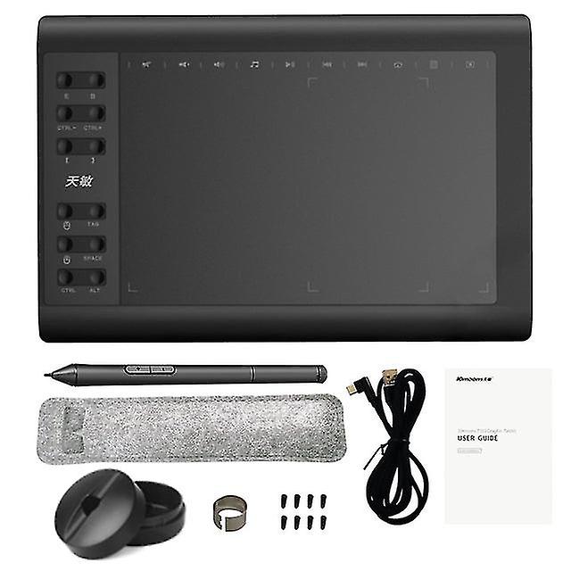 10Moons G10 Digital Art Graphics Drawing Tablet 10 X 6 Inches Ultralight Art Creation Sketch With Battery-free Stylus 8 Pen Nibs