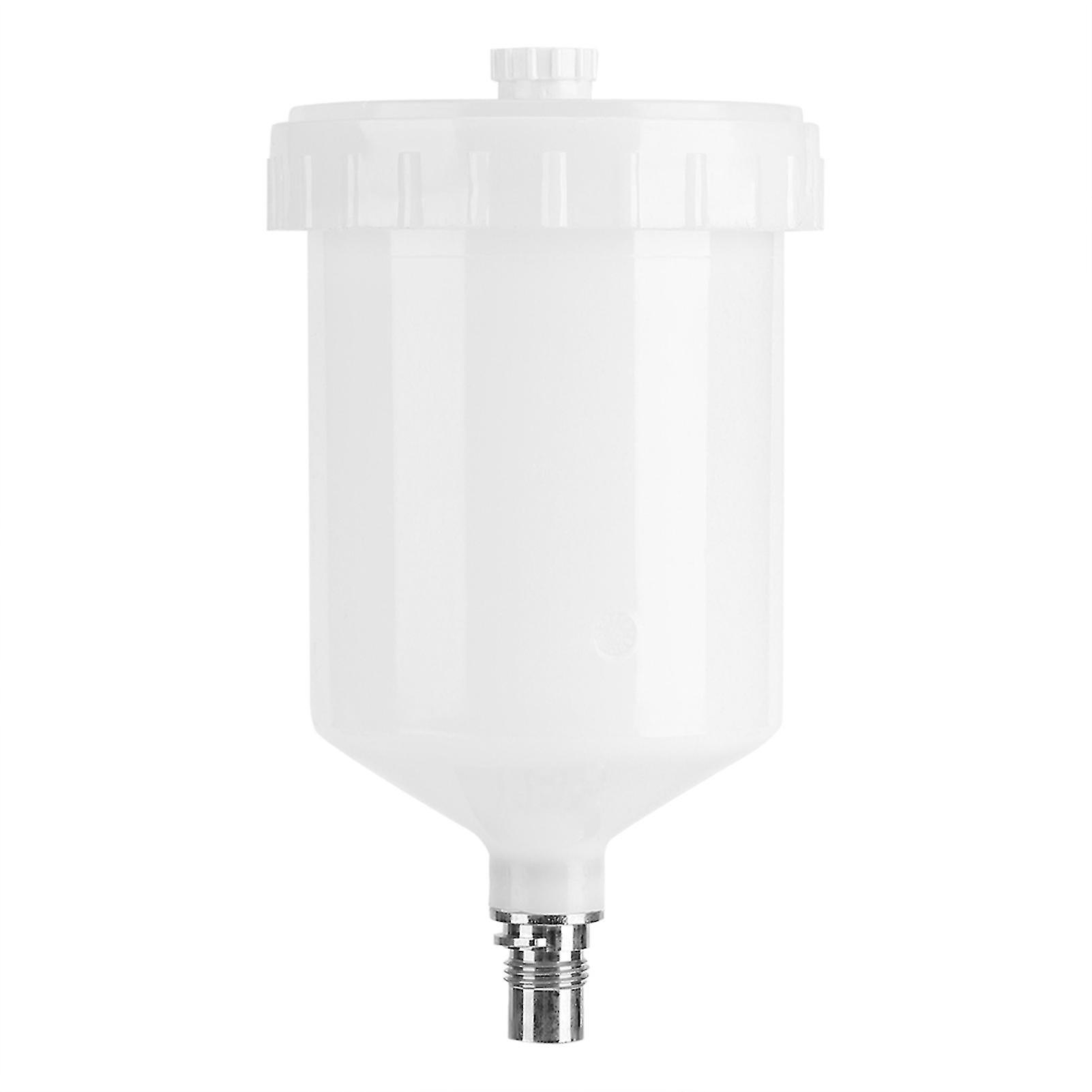 Plastic cup for gravity feed paint gun, threaded connection for spray gun, 600 ml capacity