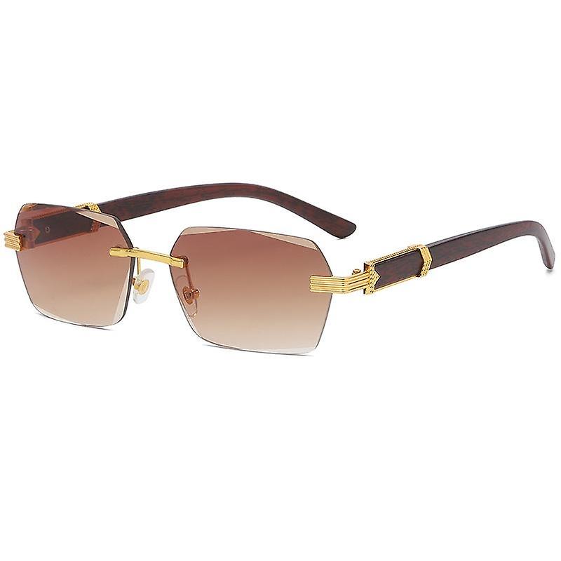 Detailed sunglasses with wood details & Edges in gold brown