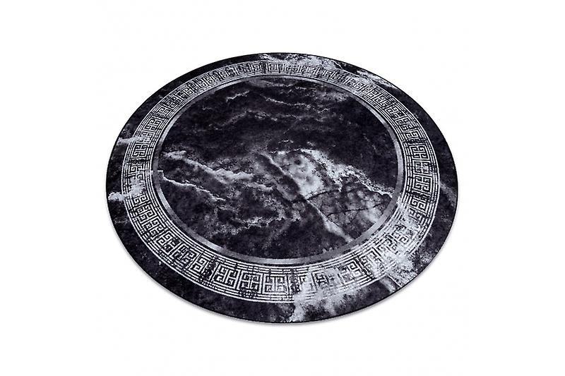 MIRO 51199.807 circle washing carpet Marble, greek anti-slip - black / white