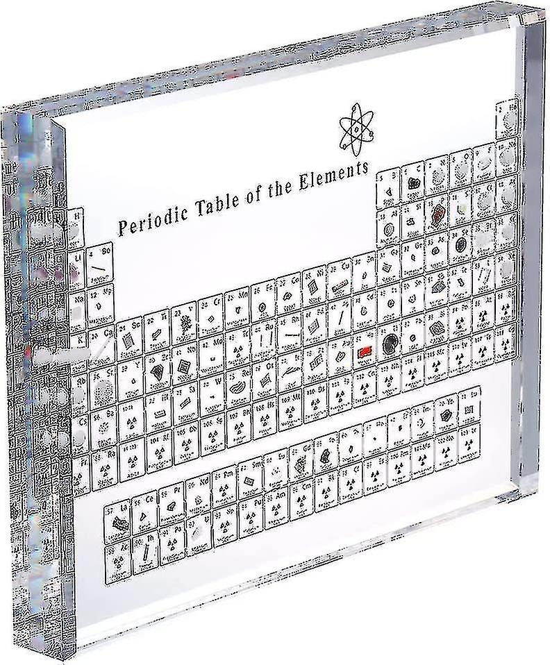 Acrylic Periodic Table Display With Real Elements Inside - Clear, Educational Science Teaching Tool
