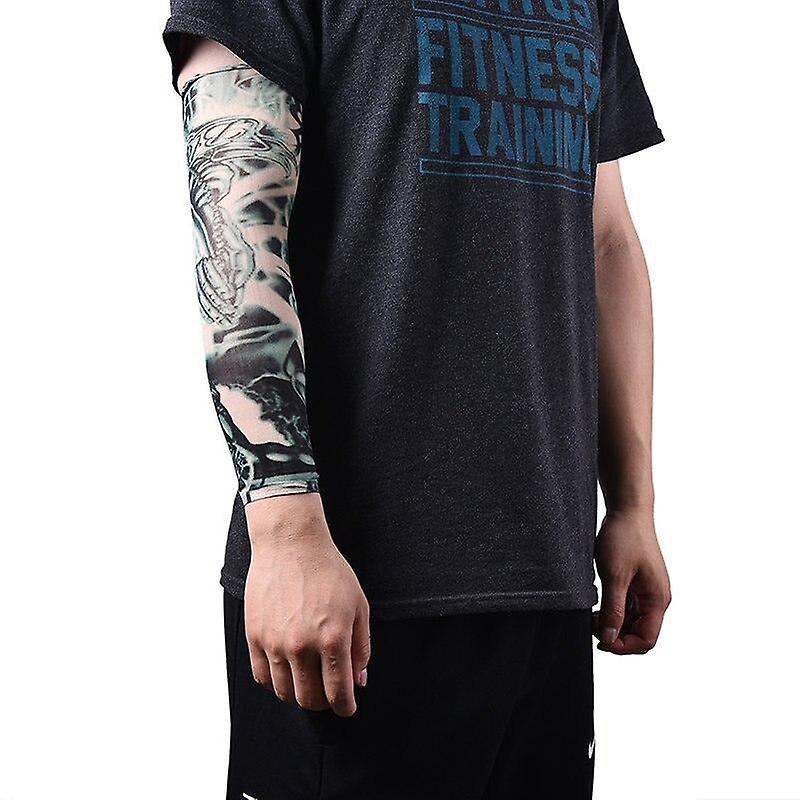 Men Nylon Elastic Fake Temporary Tattoo Sleeves & Arm Warmer Stockings