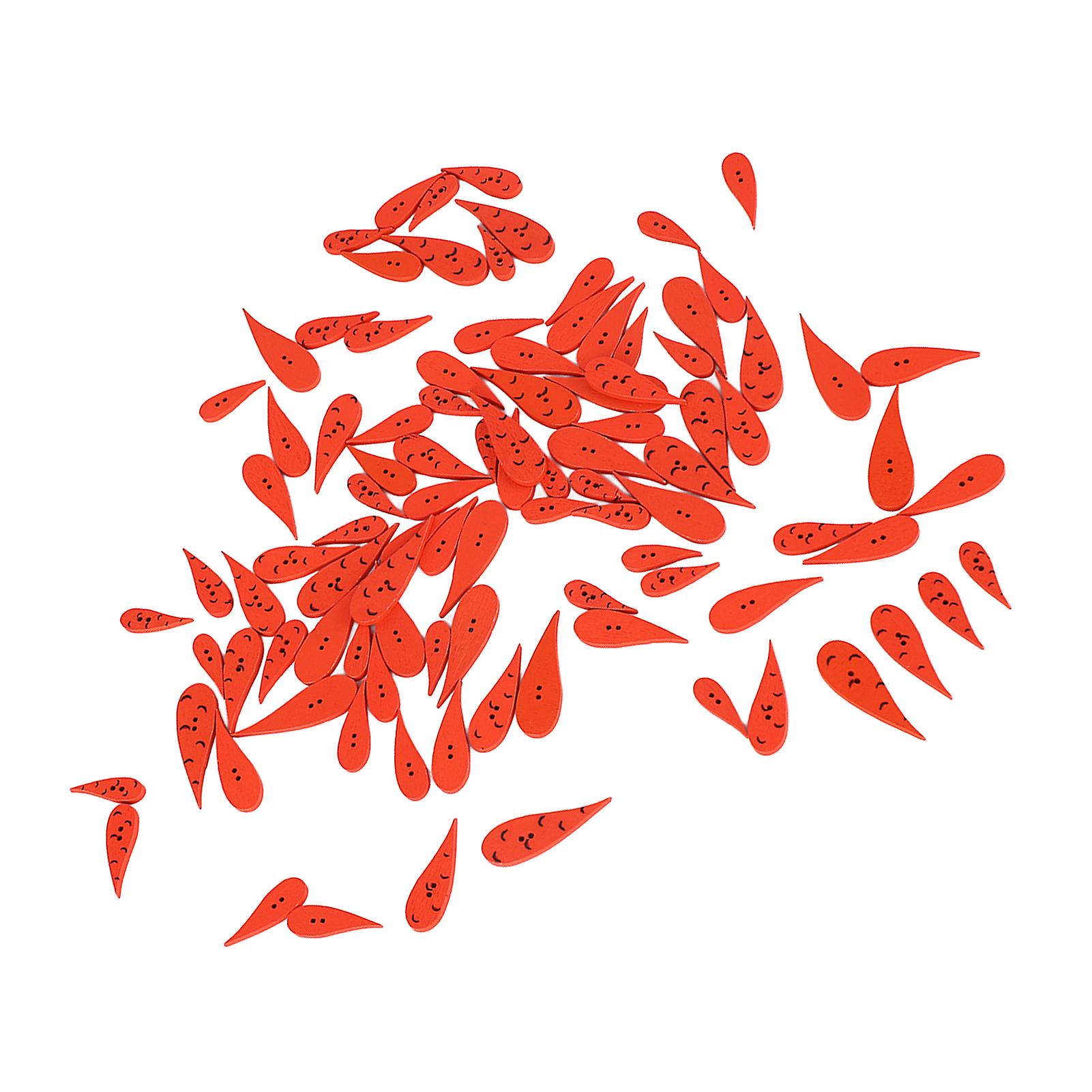 Lot de 100 boutons carotte orange, 4 tailles, en bois, mignons, pour loisirs créatifs, couture, Noël, avec 2 trous pliés