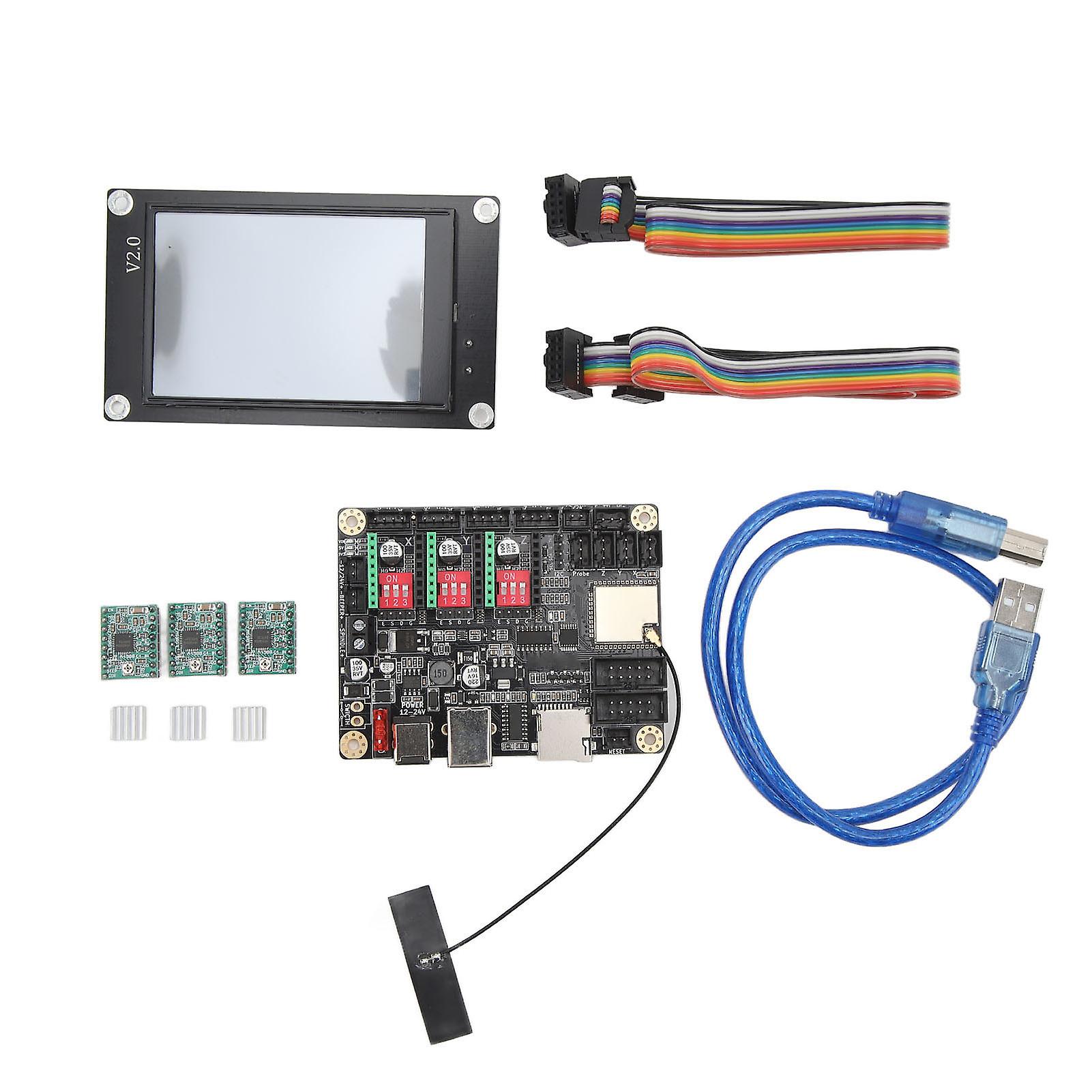 32 Bit CNC Engraver Control Board with 3.5in Touch Screen WiFi Offline Controller and Stepper Motor Driver 12-24VDC