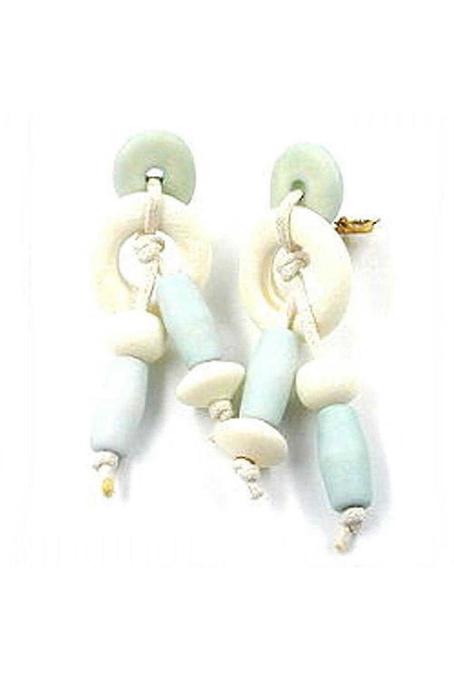 Earring Clip-on Ivory Turqoise - Gl01246