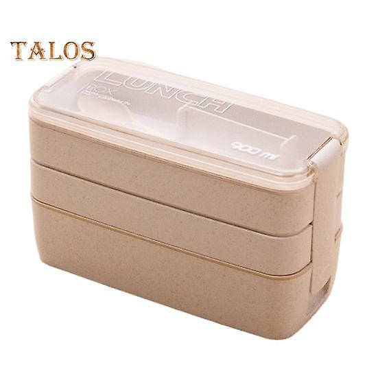 1000ML Lunch Box 3 Layer Bento Box Large Capacity Durable Food Storage Box with Fork Spoon for School Office