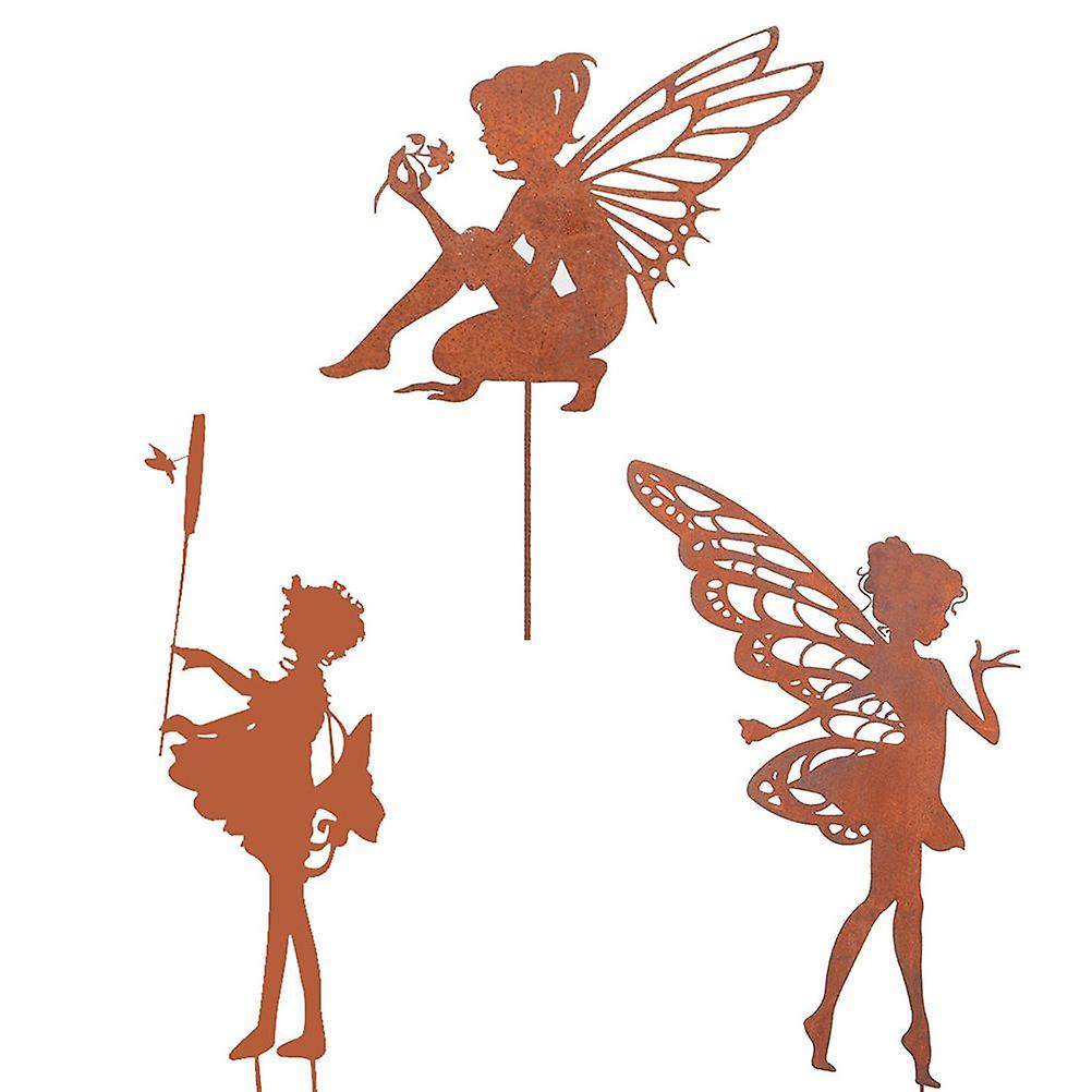 装飾的な庭の賭け金妖精のシルエットメタルヤードステークス芸術屋外庭の装飾春の装飾