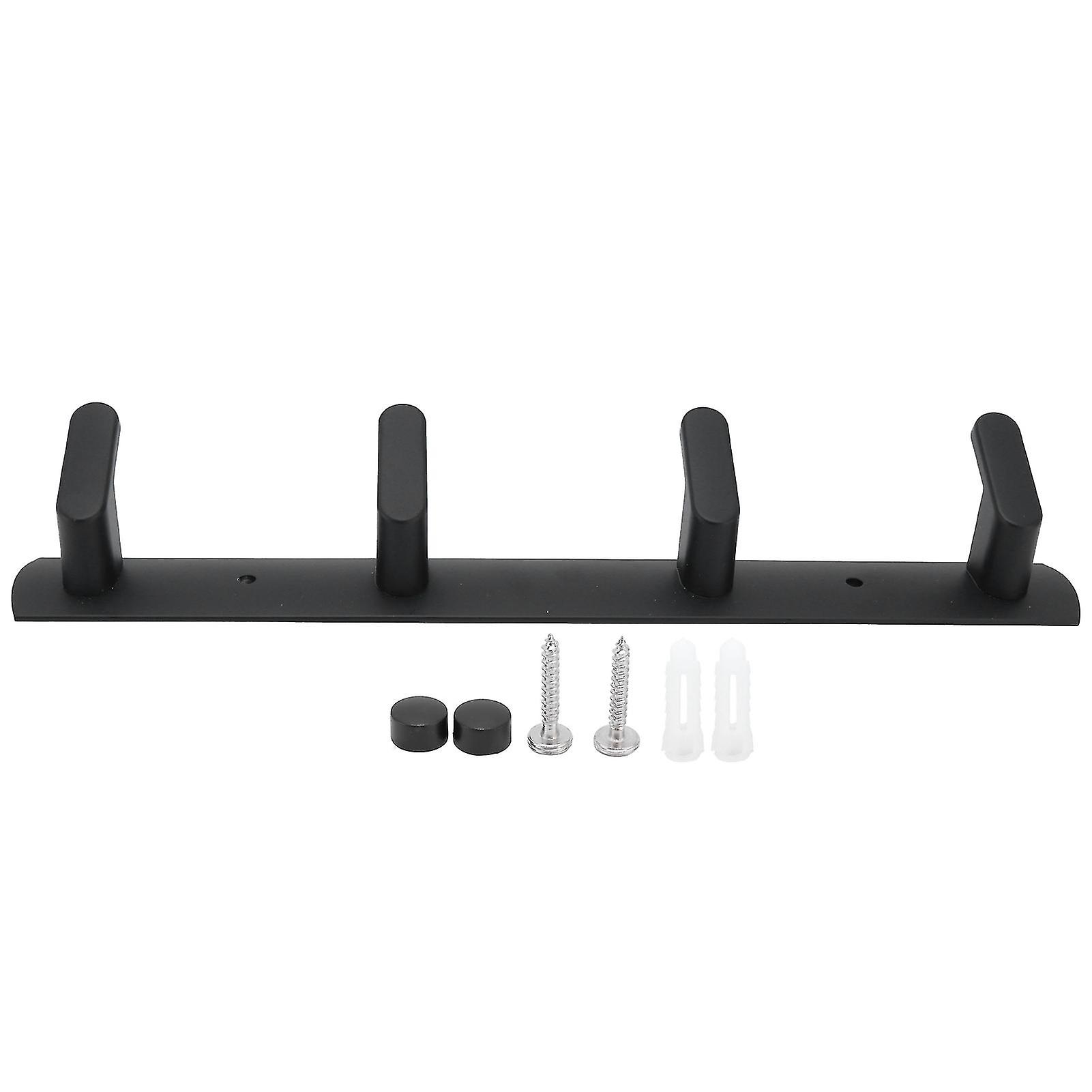 Simple Space Aluminum Row Hooks Wall Mounted Hook for Kitchen Bathroom Wardrobe Black4 Hooks