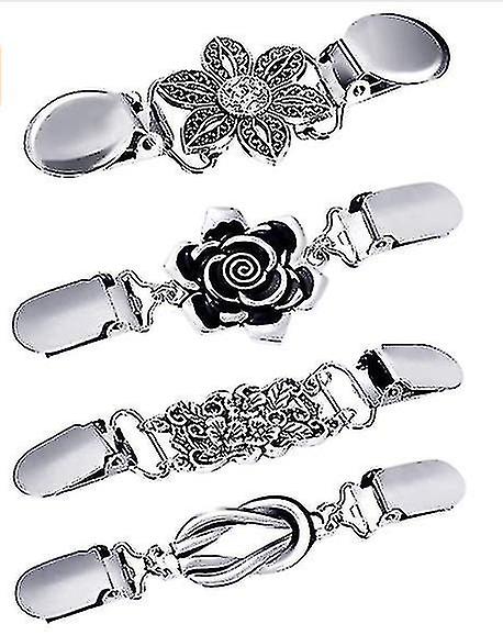 4 قطعة ريترو سترة شال كليب قميص رسمي الإناث بروش كليب