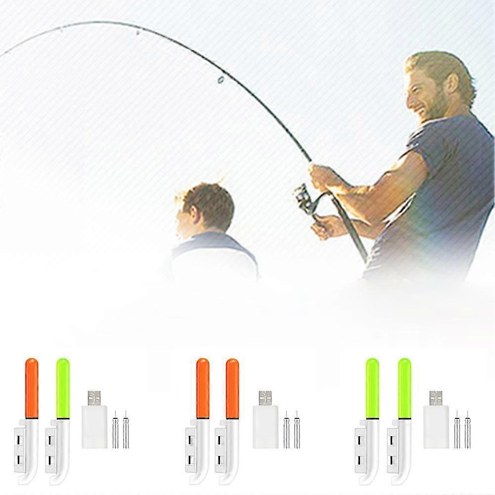 Round buckle double red rod tip light charging set (B) $ Electronic float rechargeable battery CR425 charger fish float night fishing float luminous