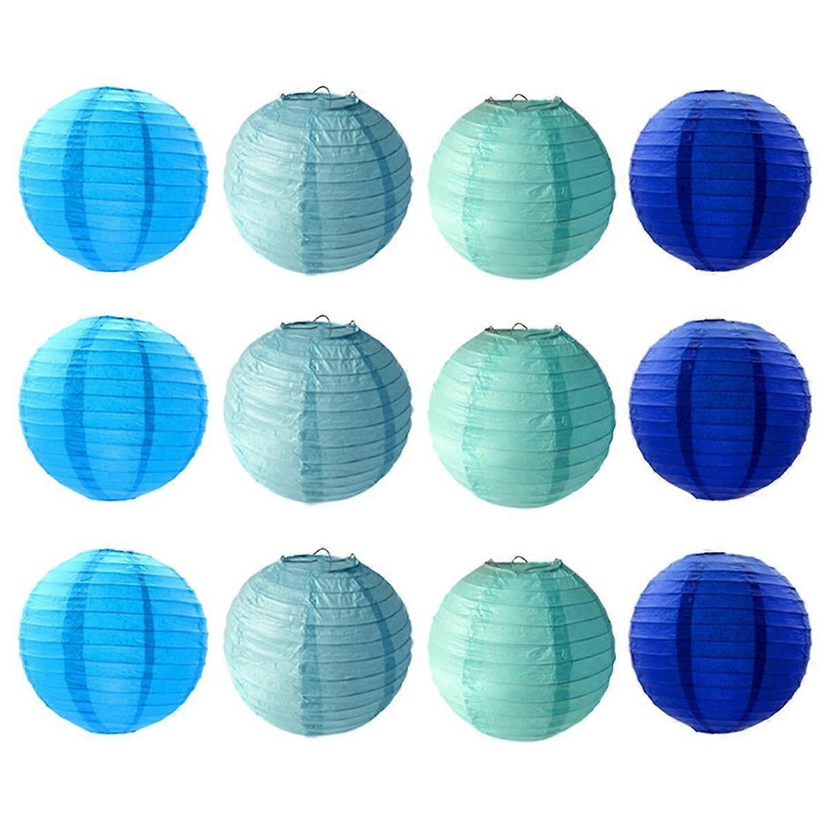 Blue Paper Lanterns,,Chinese Round Paper Hanging Decoration Lanterns,Lights for Home Decoration,Par