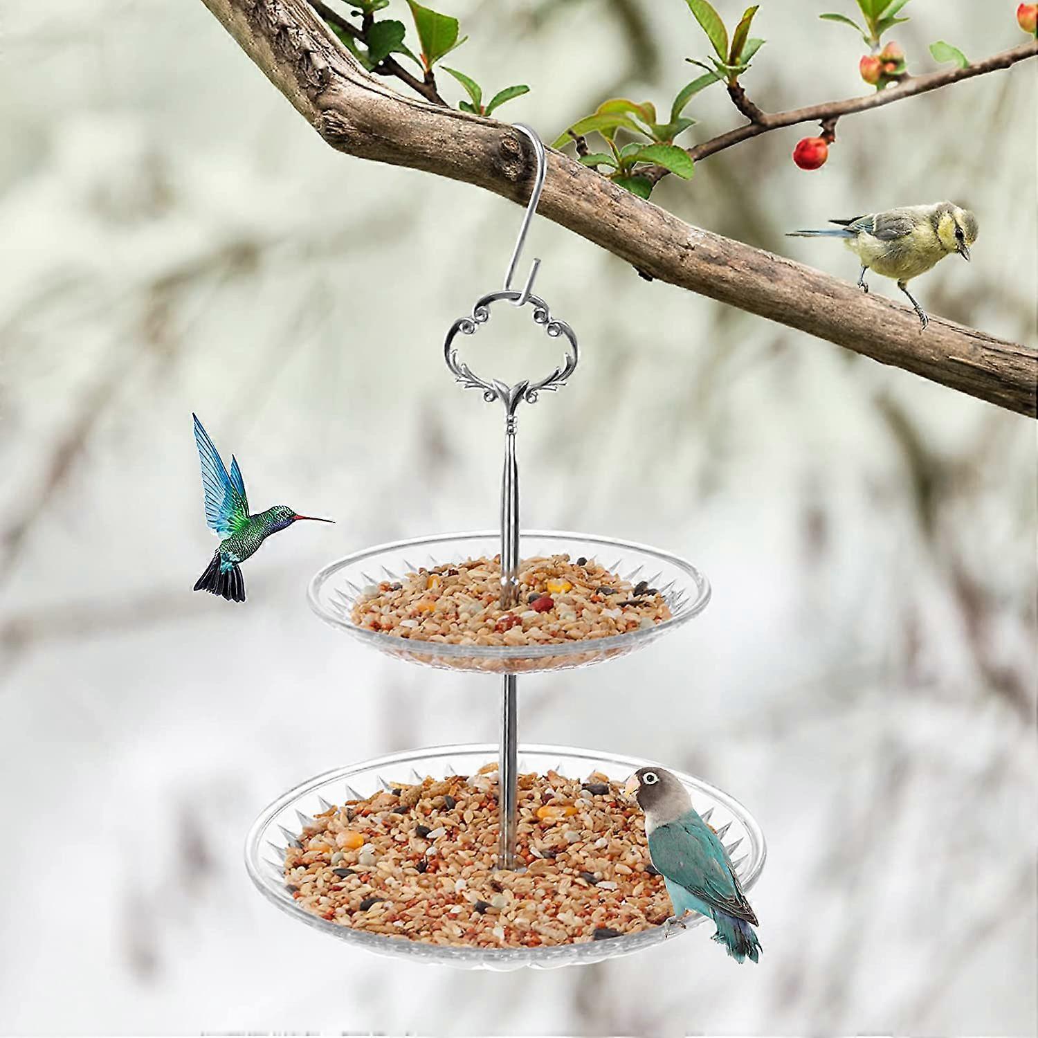 Outdoor hanging double layer bird feeder new plastic piece 2 layer bird feeder