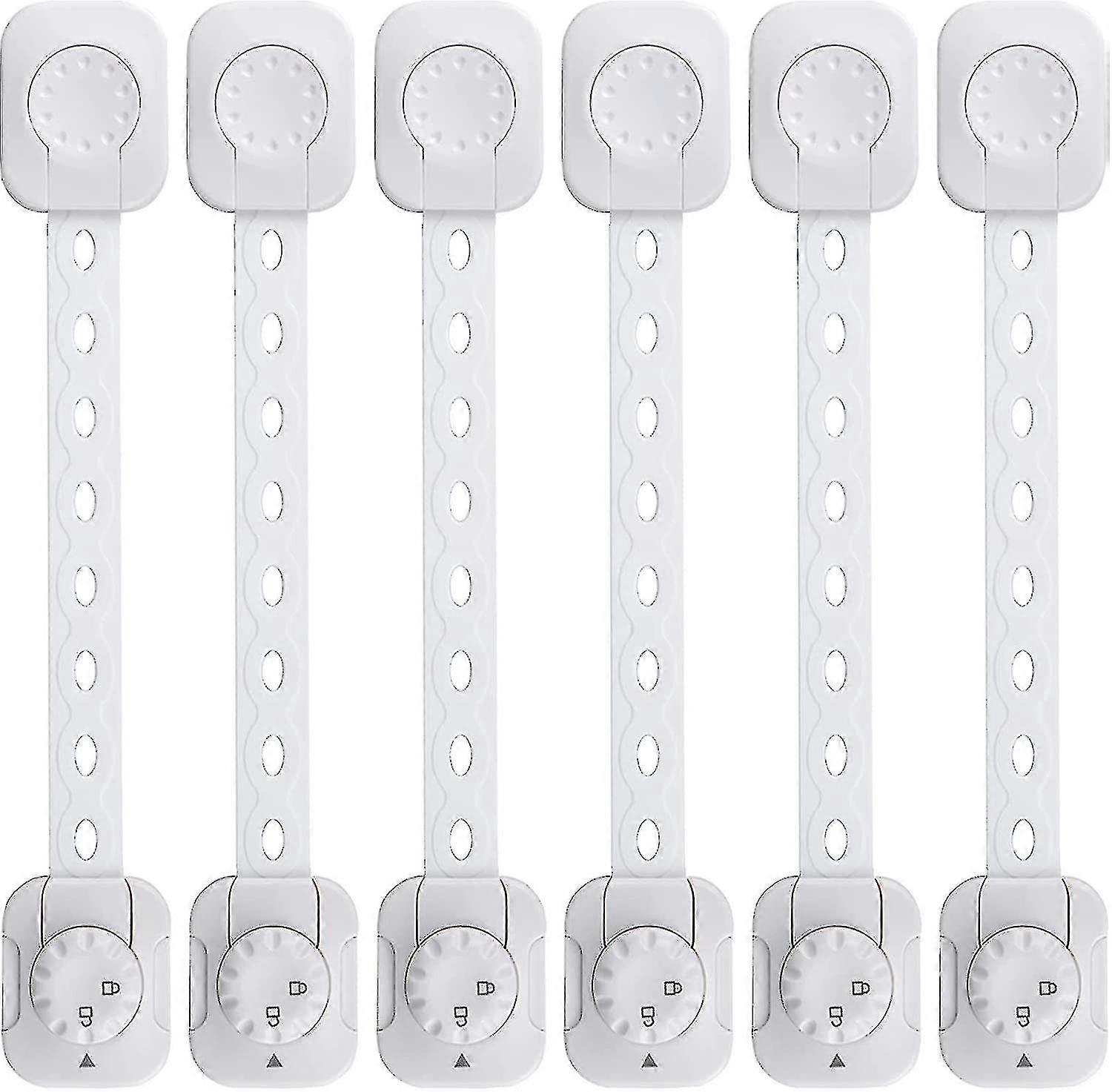 Baby Safety Lock(improved), Set Of 6 Child/baby Cupboard Locking Latches, For Drawer, Fridge(white, No Tool Required)