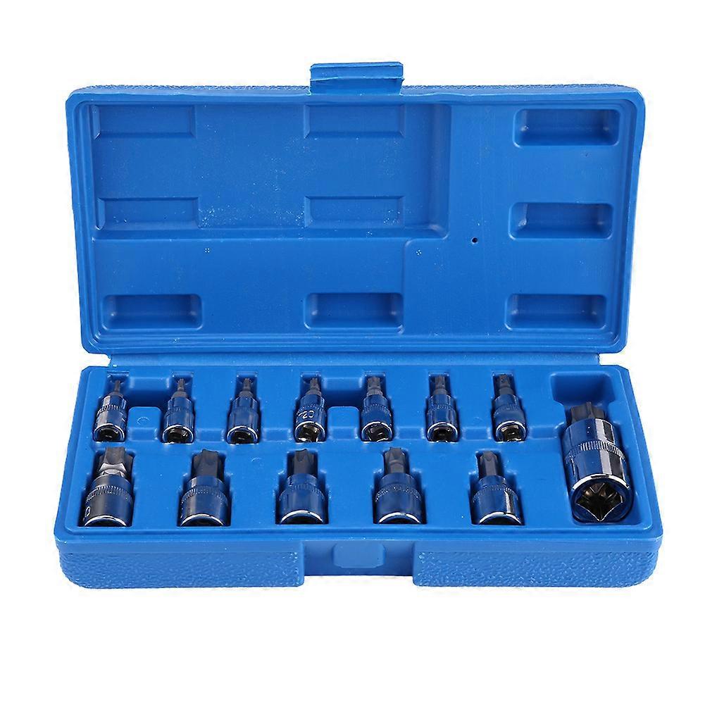 13Pcs Torx Star Bit Socket Set 1/2inch 3/8inch 1/4inch Drive E2U161