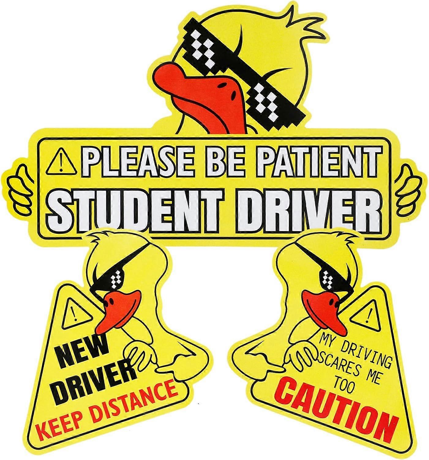 New Driver Magnet for Car, 3pcs Cute Duck Car Magnets Student Driver Sign,Car Bumper Student Driver Reflective Sign,Car Exterior Accessories New Drive