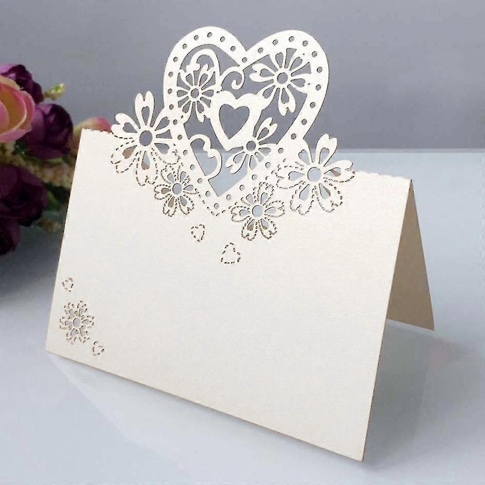 Table Name Place Cards Love Heart Wedding Party Decor Pearlescent Laser Cut