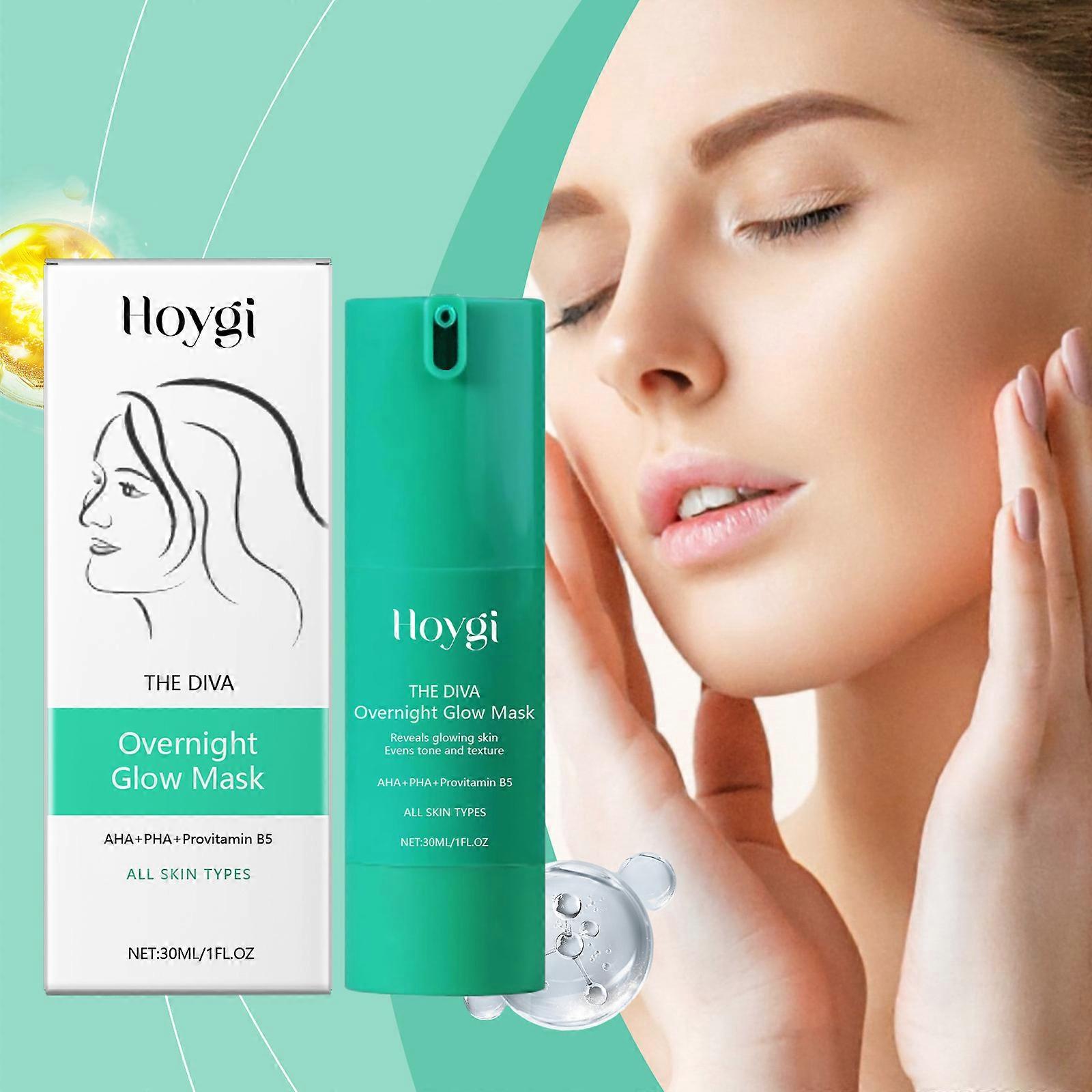 Overnight Glow Mask, 30ml Salon Like Brightening Facial Mask, Deep Hydrating Glow Face Mask Overnight for Clear, Smooth & Soft Skin