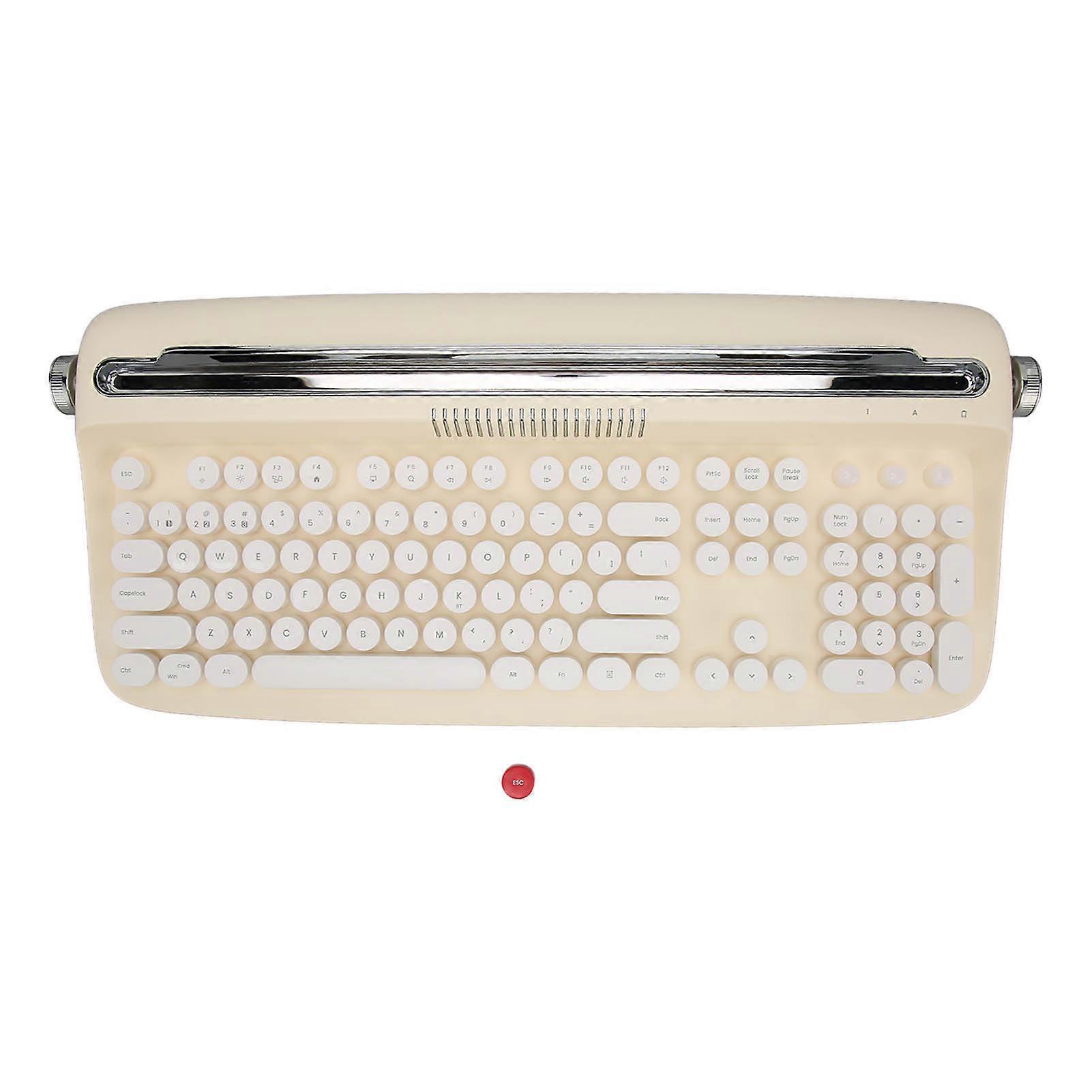 Wireless Typewriter Keyboard Retro Style 104 Keys BT5.0 Integrated Stand Tablet Keyboard for Smart Phone Laptop Yellow