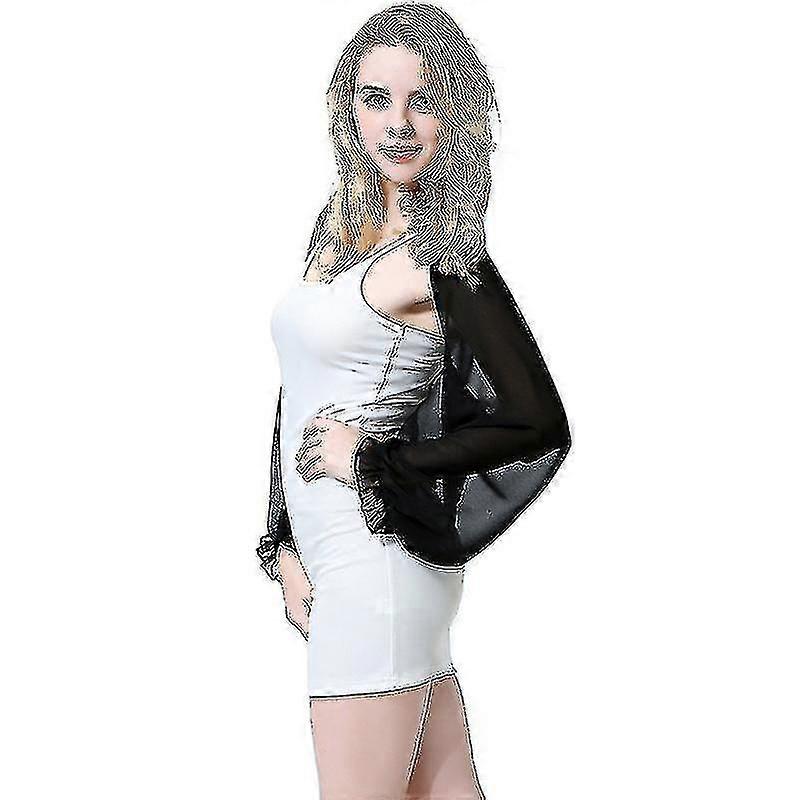 Women Sheer Mesh Chiffon Bolero Shrug Summer Long Sleeve Cropped Cardigan Top Tw