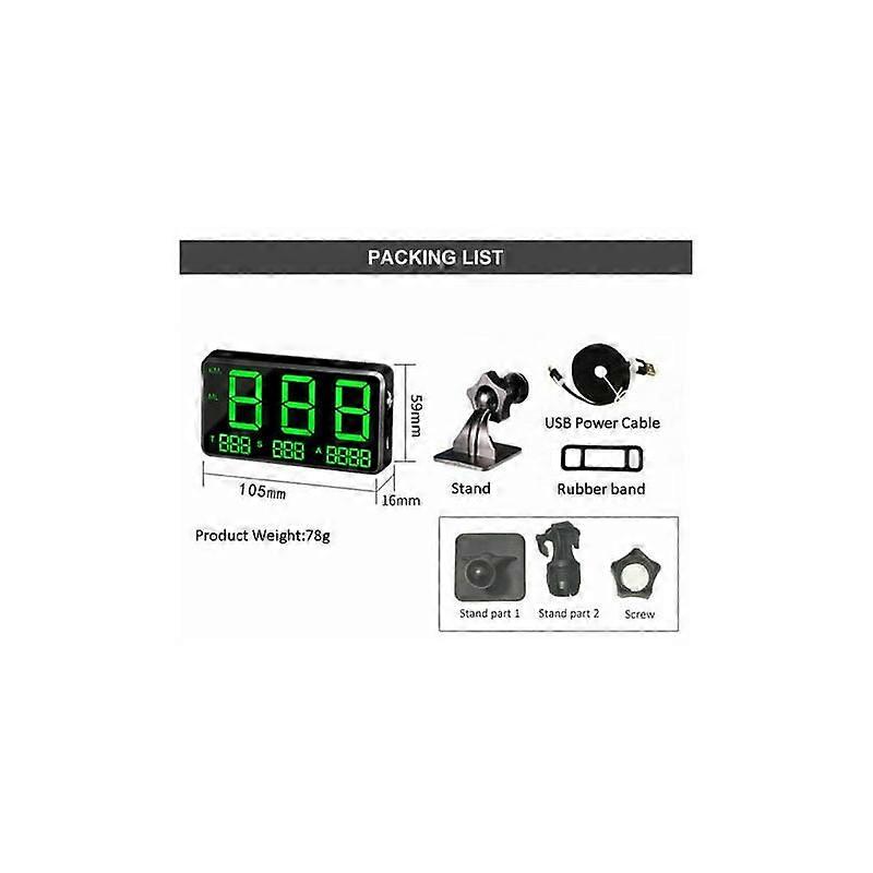 C80 Car Global Position System Speedometer Digital Display Speed Altitude Meter Motorcycle Head Up Display Car Hud Display,Model:Black 29