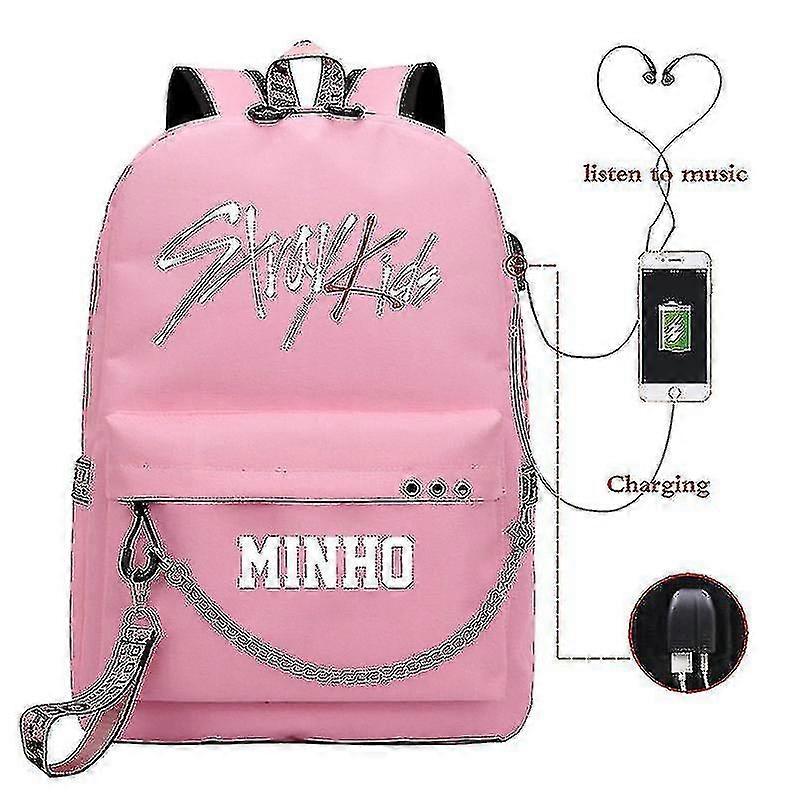 (GET IT) SJJYV Stray Kids Usb Backpack Korean Style Felix Bookbag Back To School Boys Girls Fans Gift Bag Mochila_SJJYV