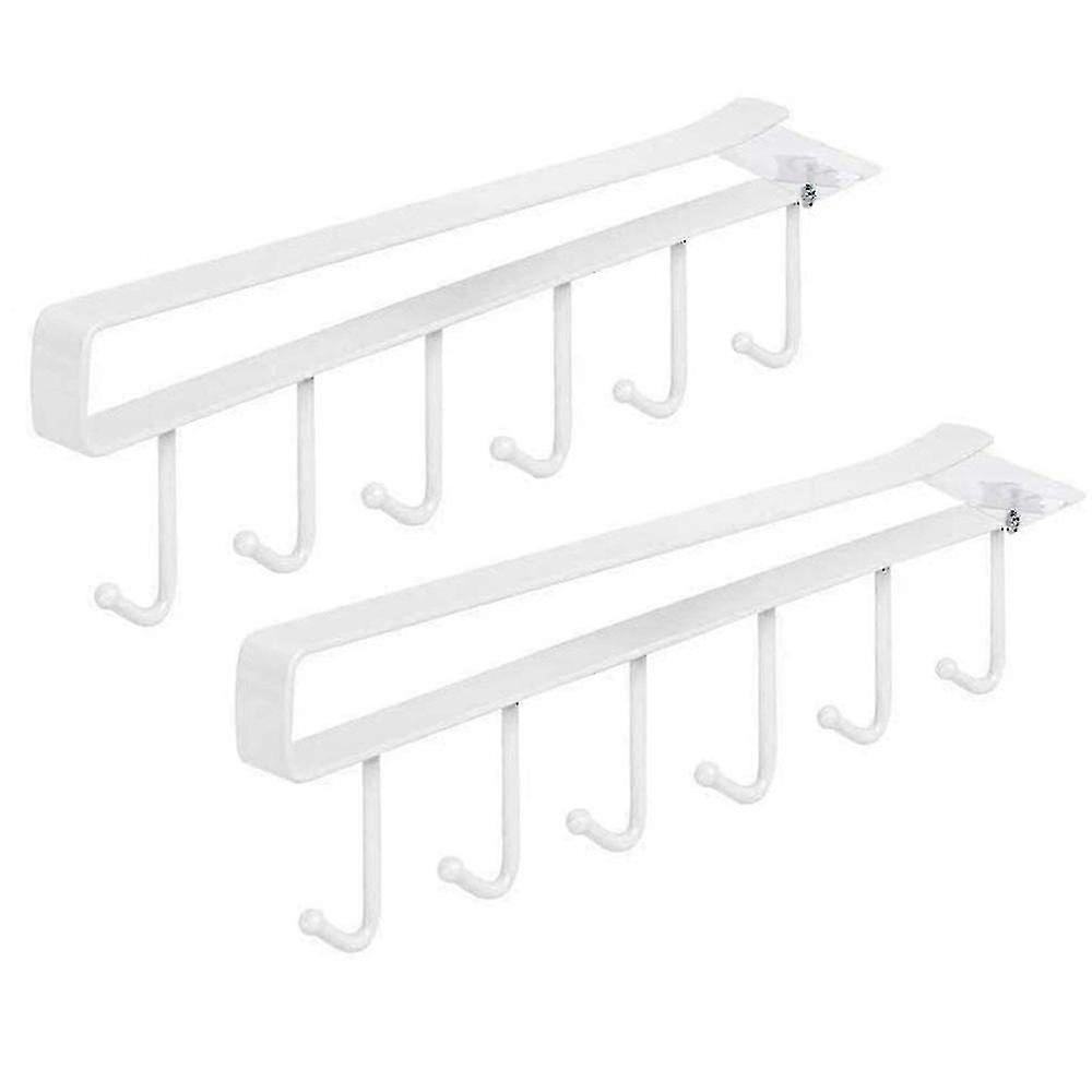 2kpl koukut kaapin alla, kynsien vapaa liima kahvikuppien pidike ripustin astiat telineet, seinälle asennettavat keittiövälineet ripustuskoukut - valkoinen
