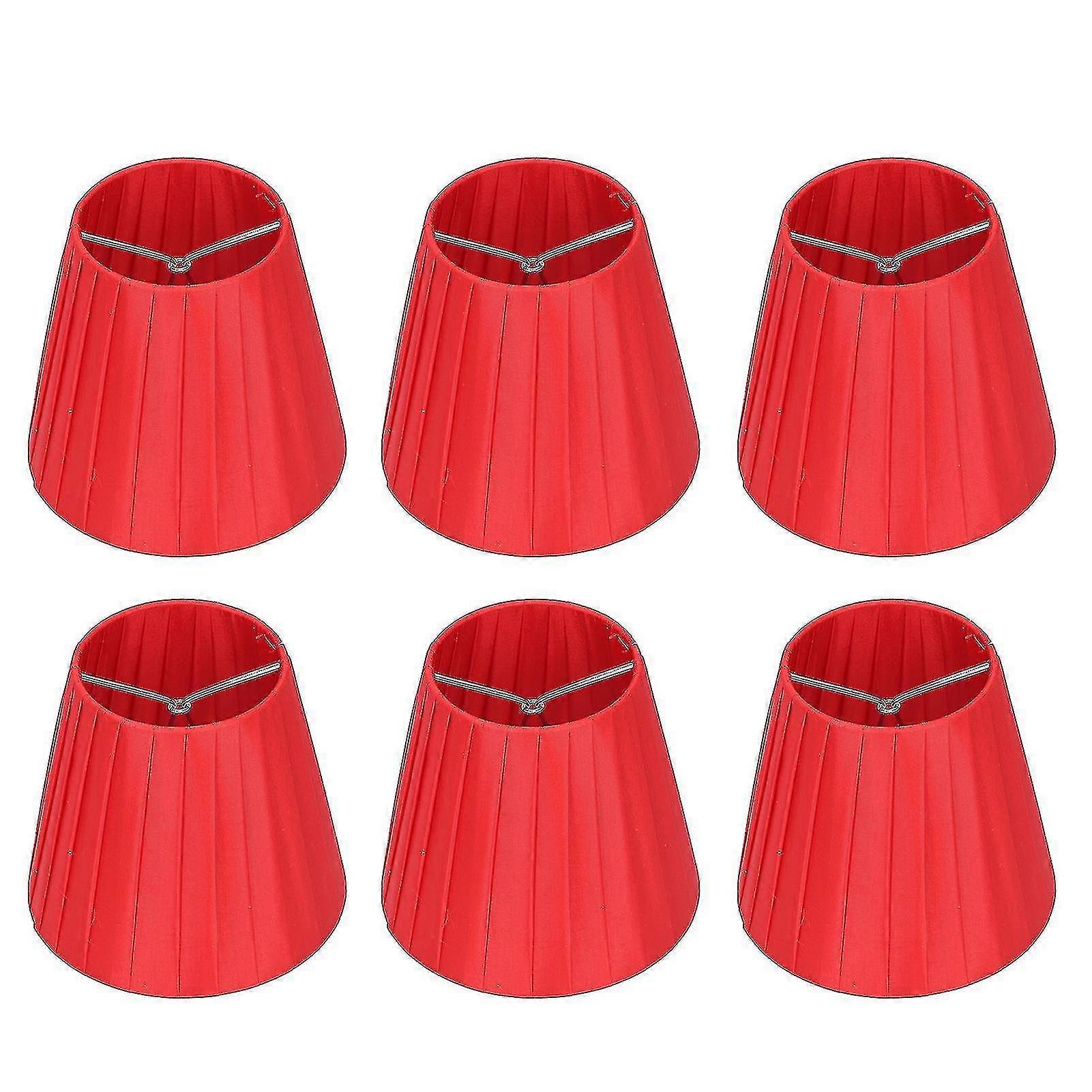 6pcs Lampshade Modern Fabric Table Lamp Cover For Crystal Chandelier Wall Light Red