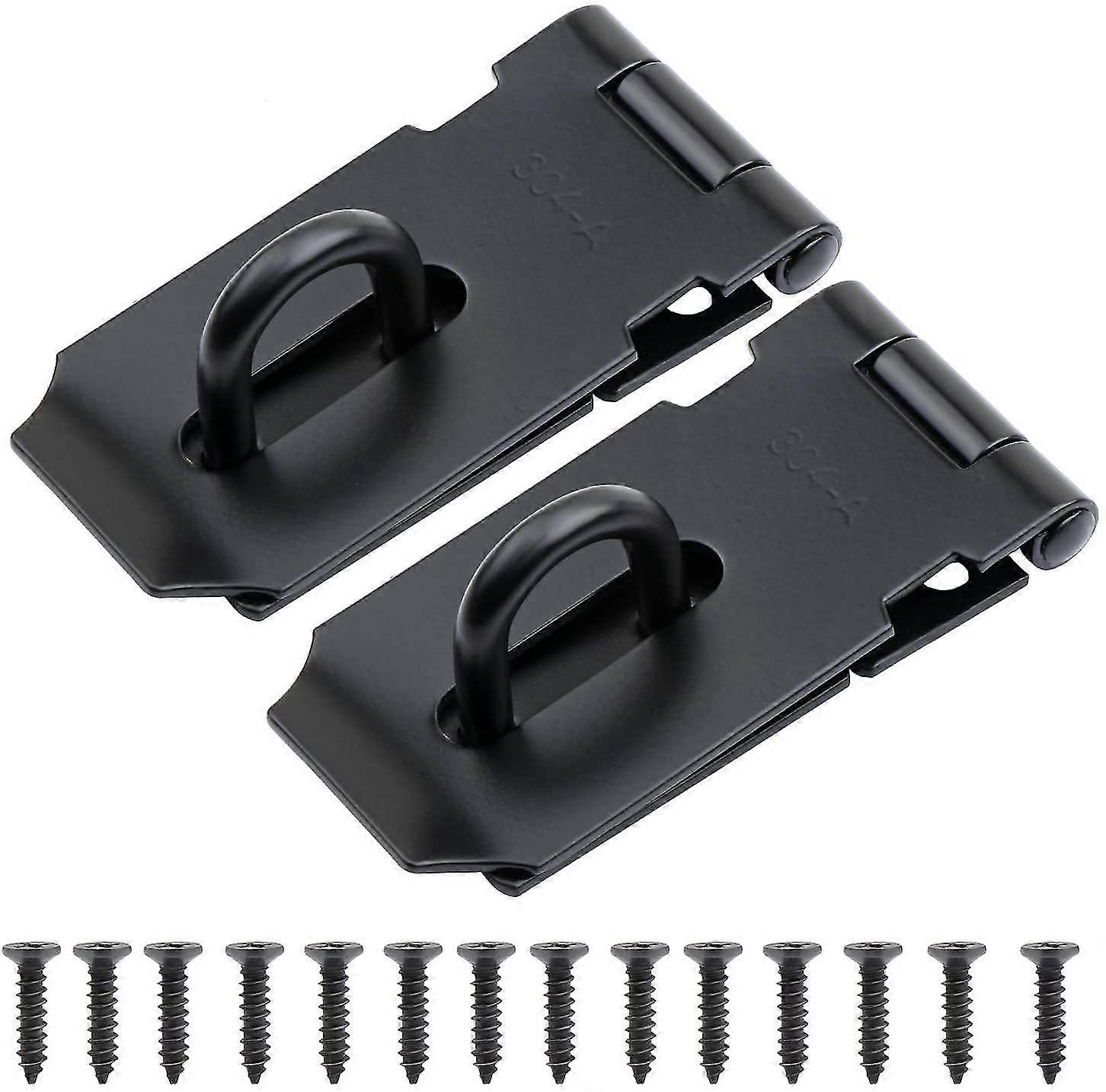 南京錠ホルダー、ネジ付き7.6cmの2つのステンレス鋼南京錠のトランクとドアスロットを閉じる、黒