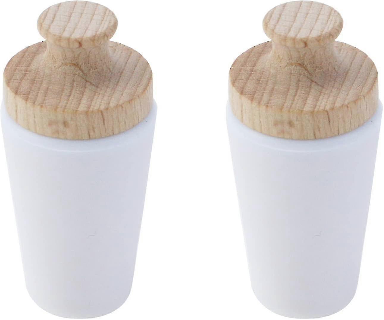 2-pack Solid Wood Wine Corks, Beer Caps Reusable (white)