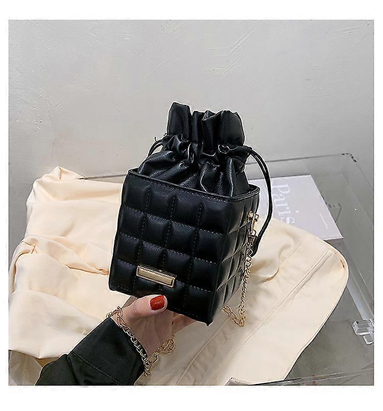 Checker drawstring crossbody bag