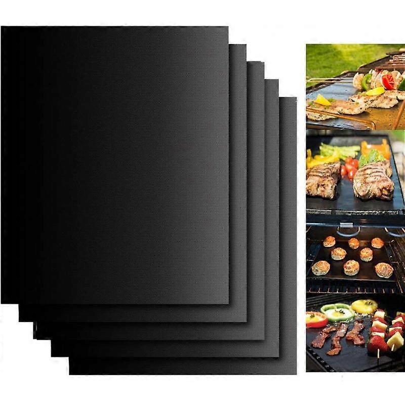 5pcs kitchen high temperature resistant black barbecue mat 40*33cm