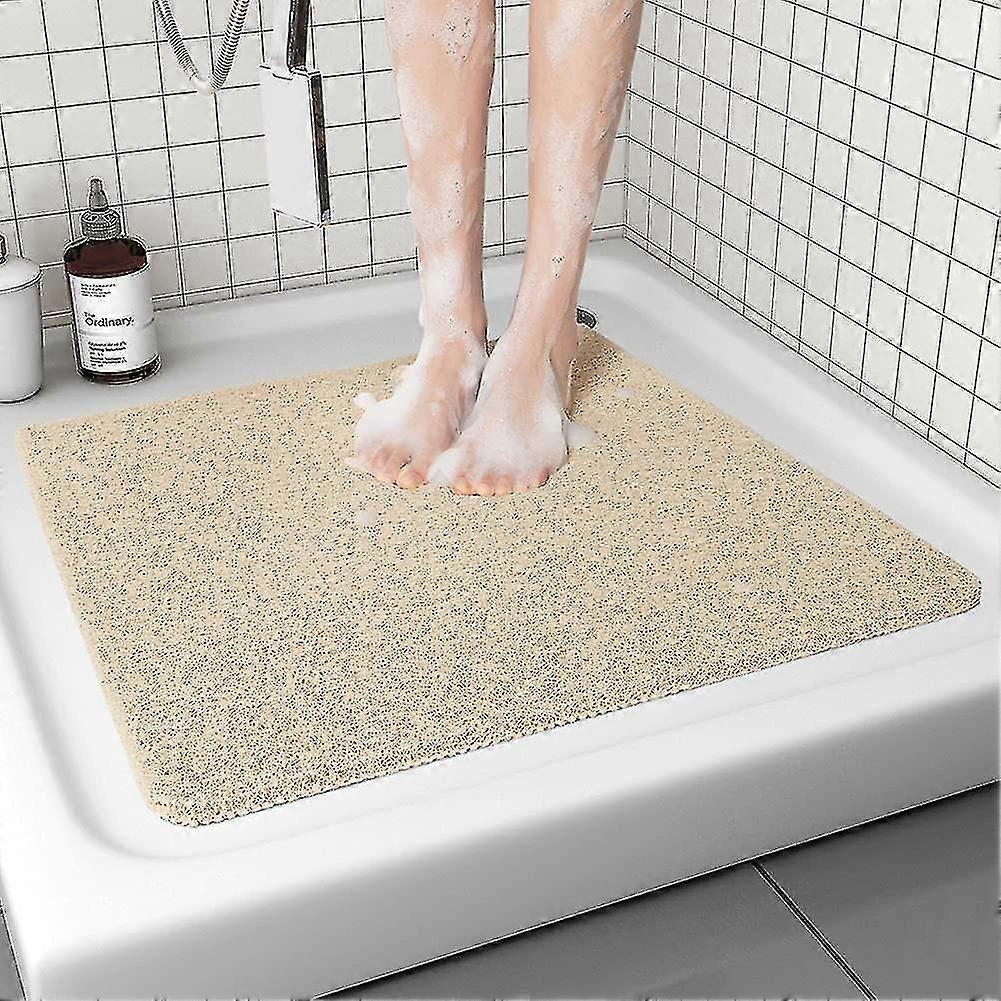 Non Slip Shower Mat, Comfortable Bath Mat For Textured Surface,quick Drying Easy Cleaning Shower Floor Mat Beige 24 X 24inch