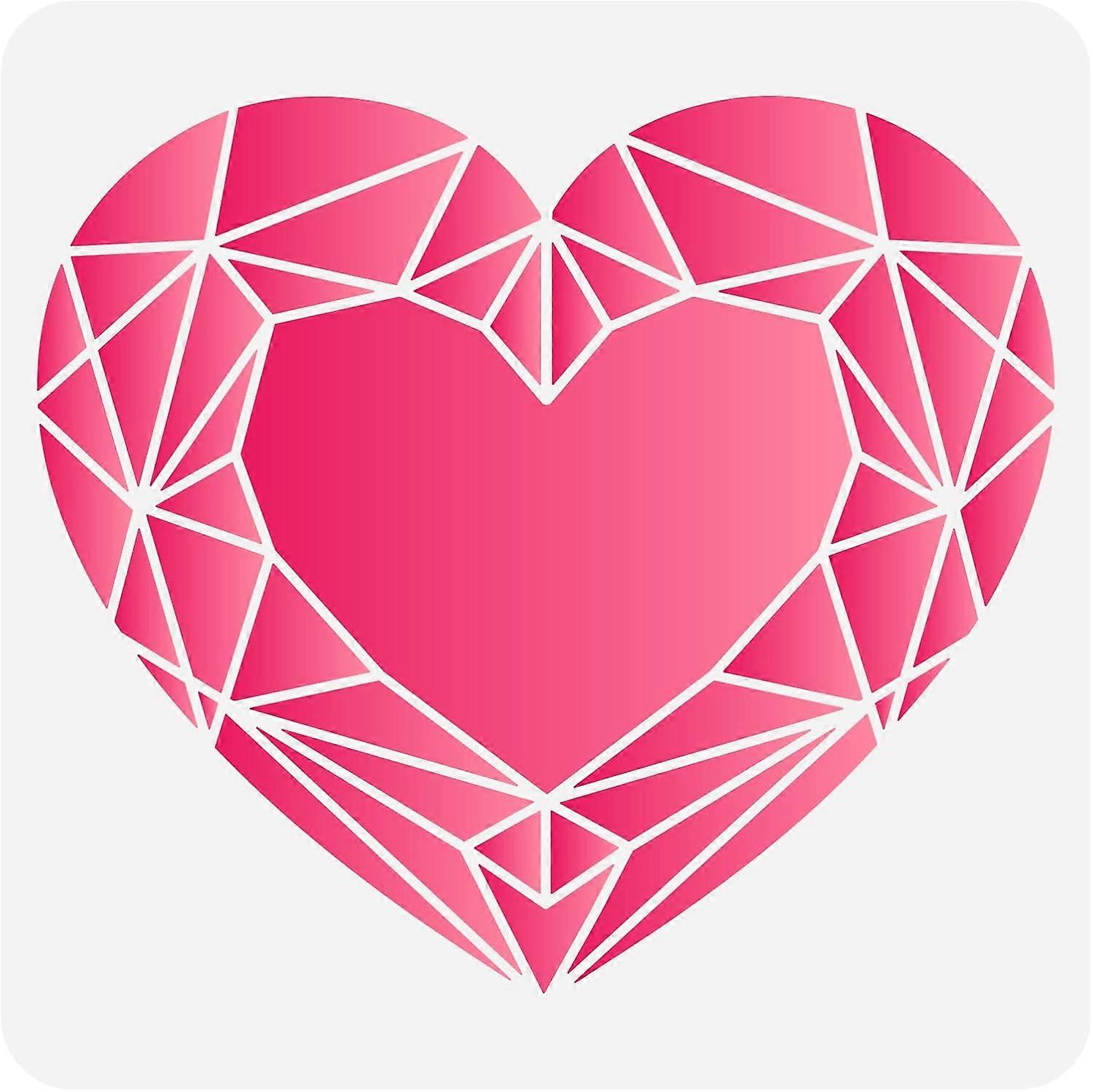 Big Heart Painting Stencil 11.8x11.8 inch Geometric Heart Drawing Stencil Flowers Reusable Plastic PET Love Heart Craft Stencil for Wall Tile Canvas P
