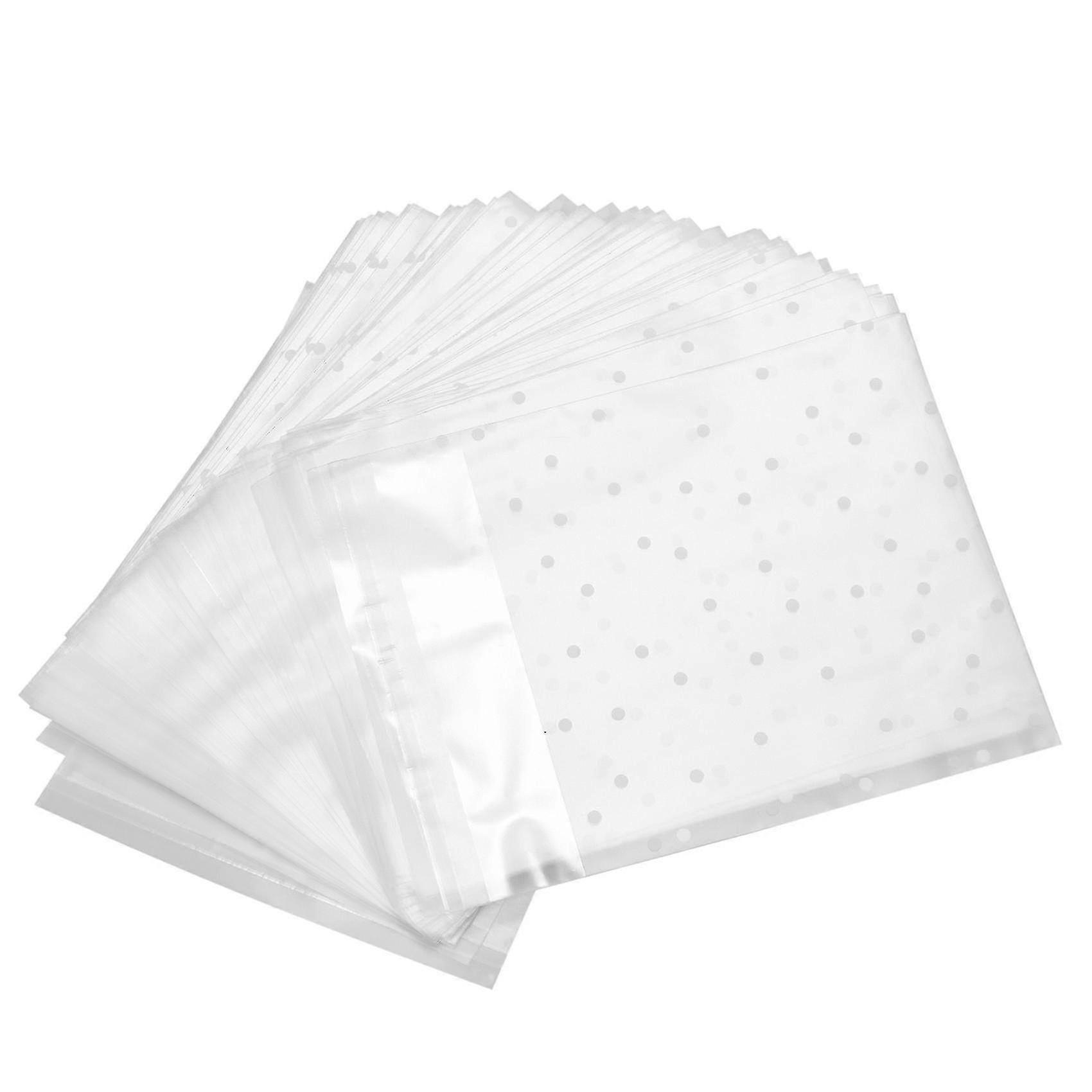 100pcs Frosted Cute Dots Plastic Pack Candy Cookie Soap Packaging Bags Cupcake Wrapper Self Adhesiv