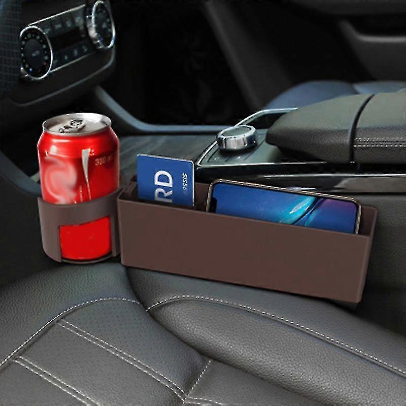 Carbon Fiber Auto Car Seat Crevice Catcher Side Storage Box Multifunctional Organizer With Cup