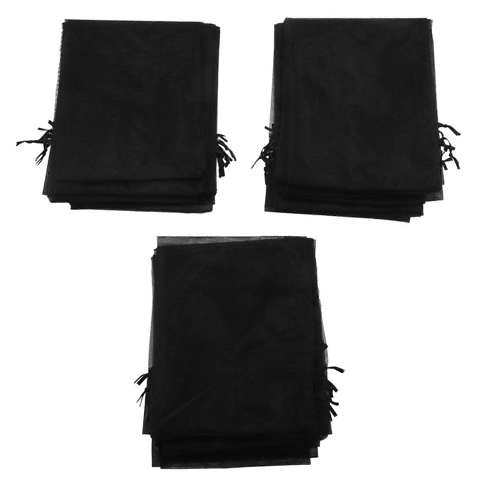 30Pcs Black Organza Wine Bottle Bags, Sheer Mesh Bottle Gift Pouches Wine Covers Dresses with Draws