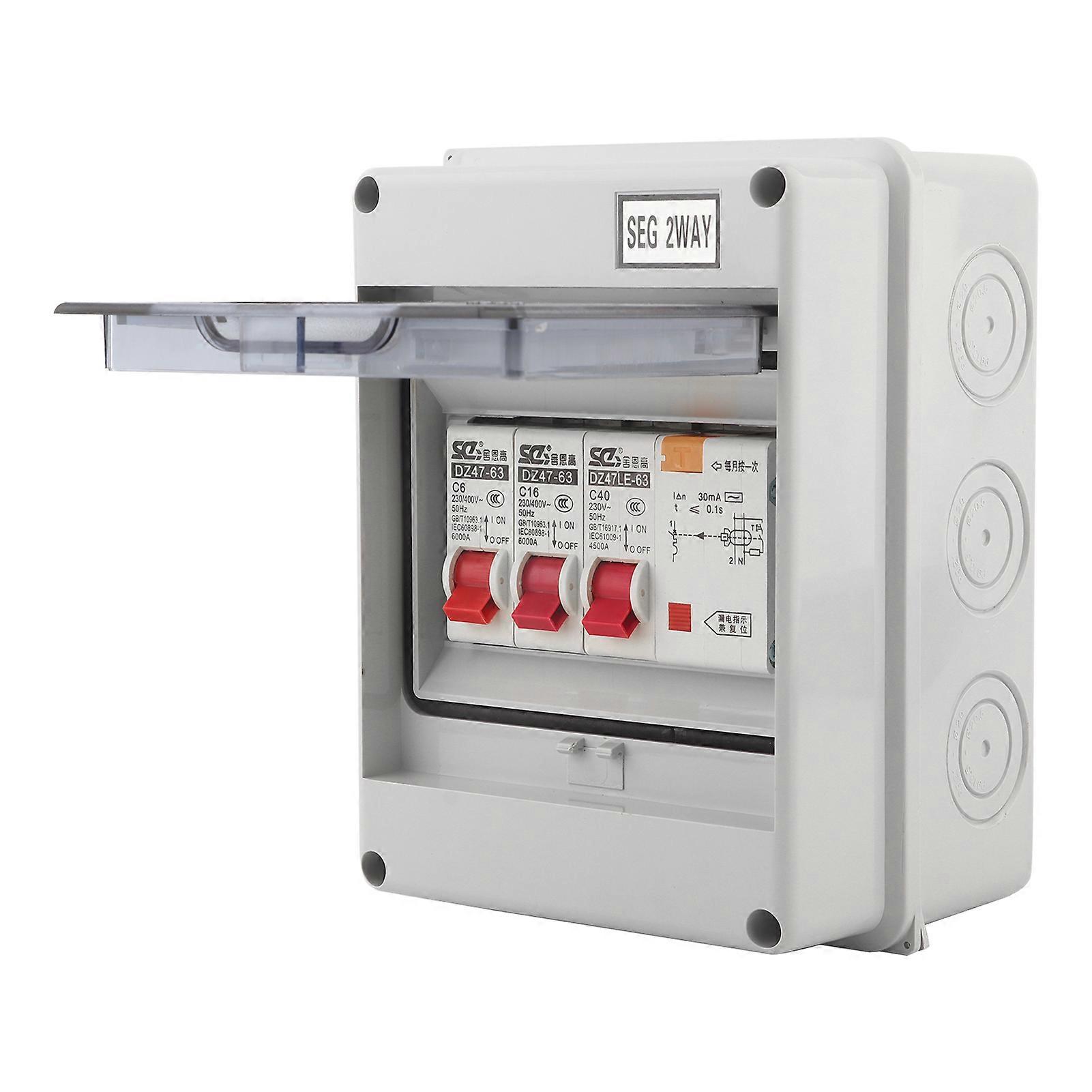 2-suuntainen autotalli asuntovaunun kuluttajayksikkö 40A 30mA RCD 2MCB 6A + 16A